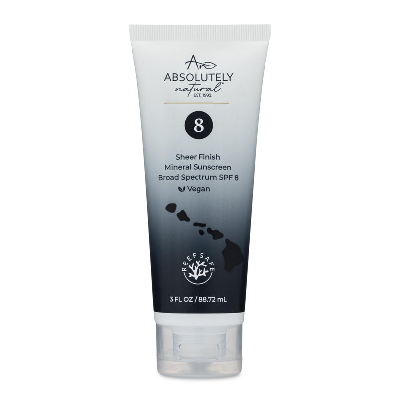 Absolutely Natural - SPF 8 Mineral Sunscreen - Water Resistant Moisturzing Lotion for Body & Face - Non-Nano Zinc Oxide, Vitamin E - 3 Oz - Image 1